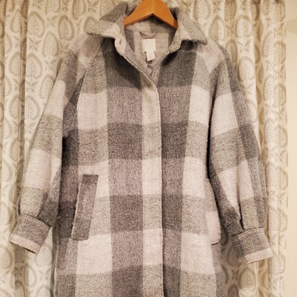 H & M wool blend plaid oversized shacket